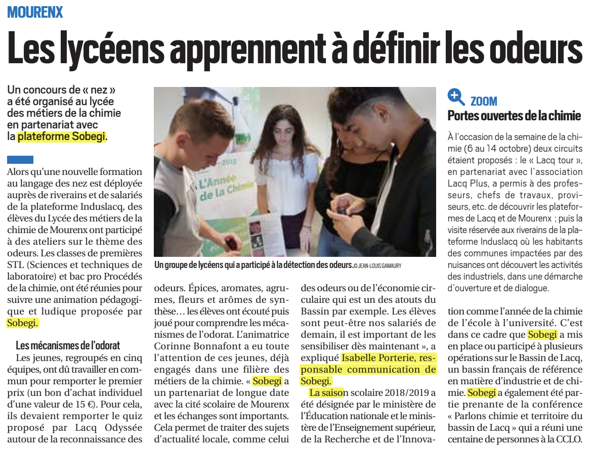 Les lycéens apprennent à définir les odeurs