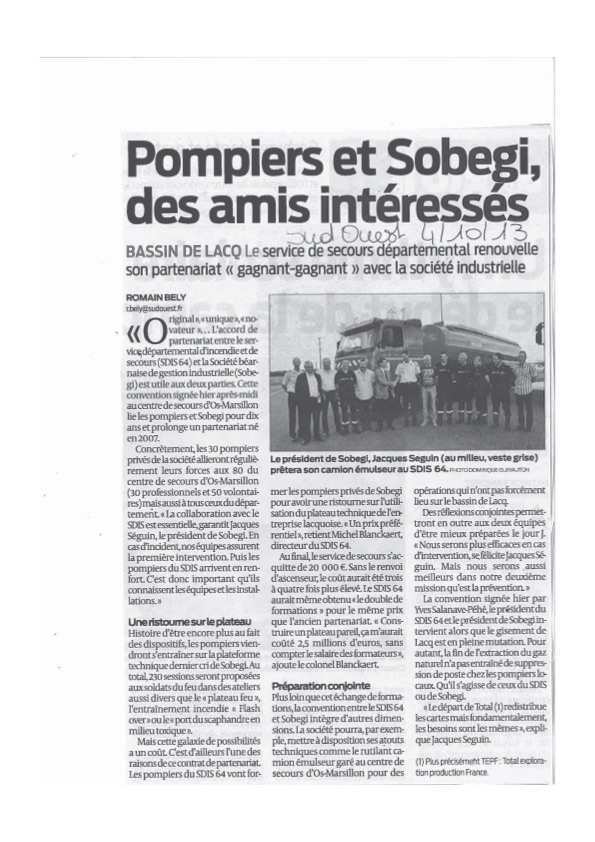 Pompiers et SOBEGI des amis interessés