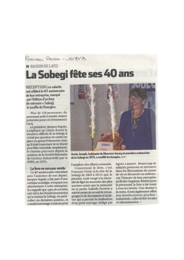SOBEGI fête ses 40 ans