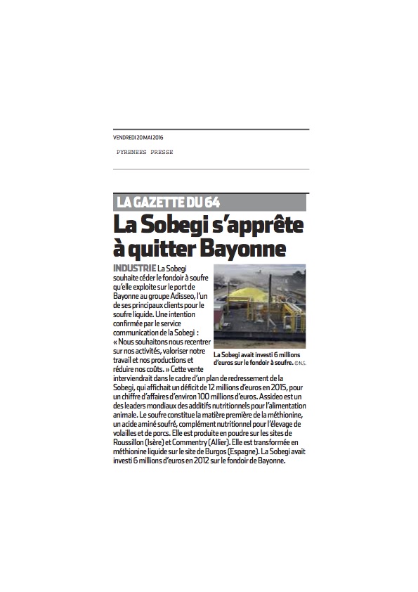 La SOBEGI s'apprete à quitter Bayonne