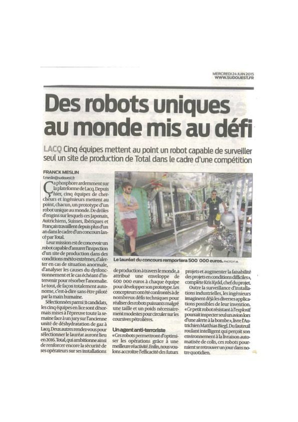 Des robots uniques au monde à SOBEGI