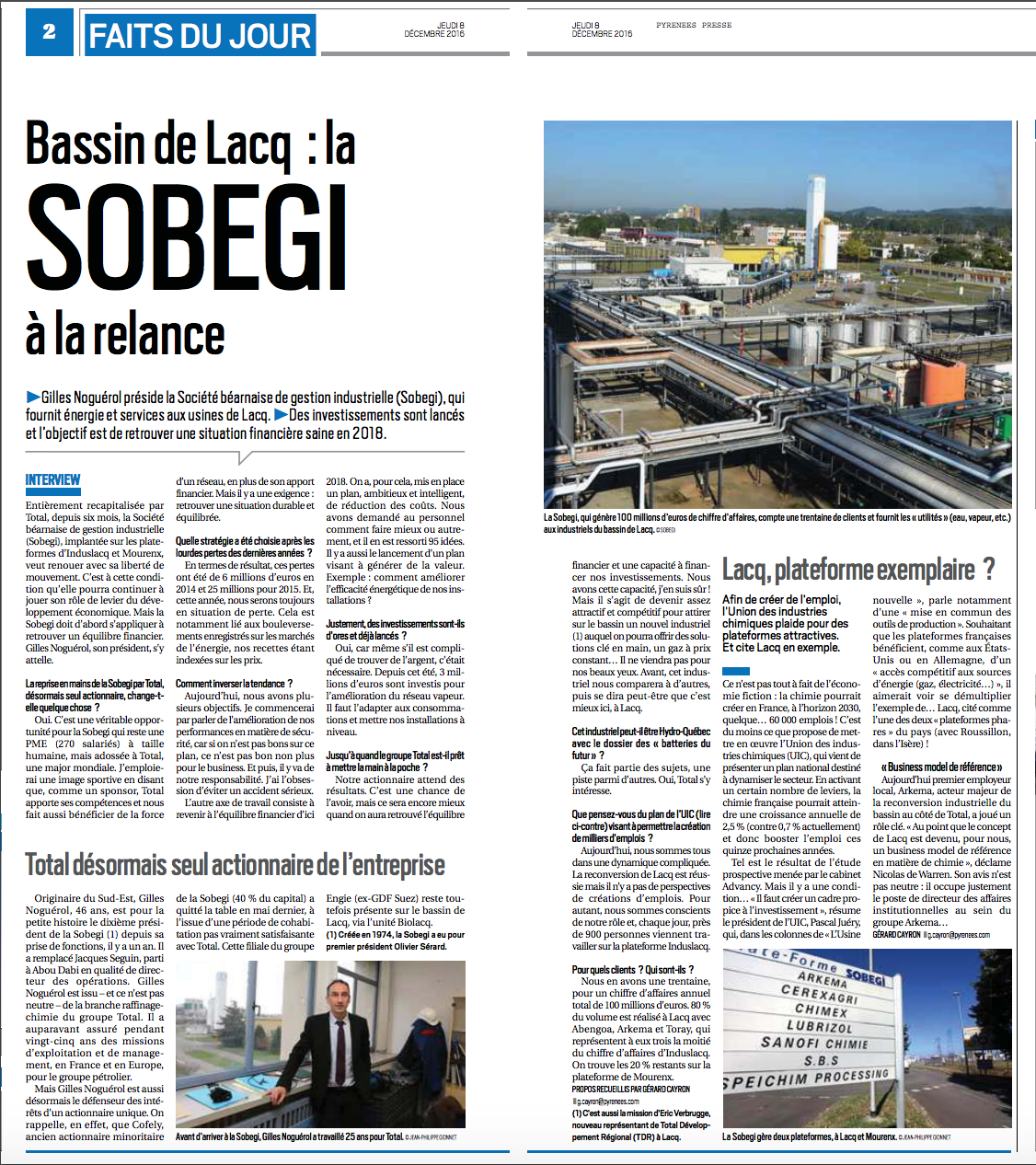 BASSIN DE LACQ - LA SOBEGI A LA RELANCE